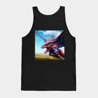 Blue, Red and Purple Spikey Dragon with Wings Tank Top